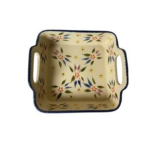 Temp-tations Old World 8x8 Square Baker 1.5 QT Ceramic Casserole Cream Floral